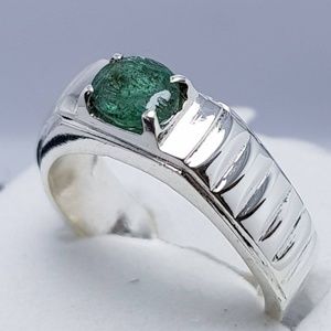 Real Mens Emerald Band 925 sterling silver rings